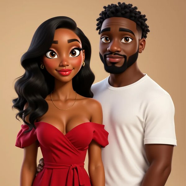 Pixar style couple portrait